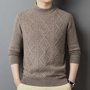 恒源祥 羊毛衫男士冬季圓領(lǐng)純羊毛男士毛衣男韓版商務(wù)休閑保暖針織衫男  23082新彩咖 L