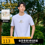 卡賓【精致刺繡】男裝涼感印花短袖T恤夏季冰絲圓領(lǐng)上衣 漂白色02