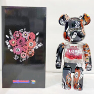 bearbrick黑洞網(wǎng)紅暴力熊公仔客廳電視柜子裝飾品擺件喬遷送禮物 卡其色 永生花高端款 28cm