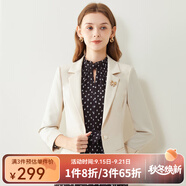 經(jīng)典故事（JANE STORY）簡約一?？郾】钚∥餮b外套女秋季2025新款通勤職業(yè)工裝九分袖西服 淺杏色 S