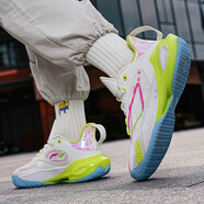 李寧1990閃擊籃球鞋男音速12鞋后衛實(shí)戰青少年球鞋女子低幫兒童運動(dòng)鞋 8311白綠紅 36