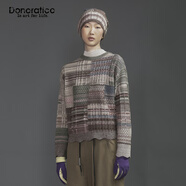 達衣巖復古撞色條紋針織衫2025冬季新品文藝顯瘦個(gè)性拼接毛衫女 畢沙羅卡其 M