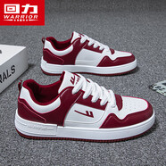 回力男鞋運動(dòng)板鞋男2025秋季新款百搭透氣情侶小白鞋軟底休閑跑步鞋子 白酒紅 39 男碼