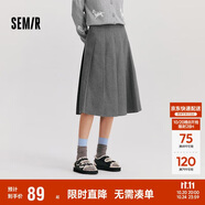 森馬（Semir）森馬半身裙女仿毛呢裙子24冬新款A(yù)字百褶裙遮胯顯瘦109724120001
