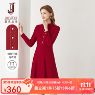 經(jīng)典故事（JANE STORY）紅色毛呢連衣裙女2024冬季新款氣質(zhì)襯衫領(lǐng)簡(jiǎn)約高端配大衣羊毛裙子 C05大紅色 M