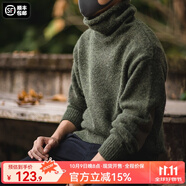 馬登工裝 美式復古純色保暖高領(lǐng)針織衫馬海毛毛衣秋季個(gè)性打底衫男 綠色 2XL