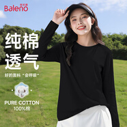 班尼路（Baleno）時(shí)尚純棉長(zhǎng)袖T恤女2025春秋新款休閑通勤上衣寬松透氣百搭打底衫