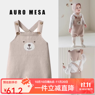Auro Mesa嬰兒針織背帶褲可愛狐貍連體褲ins風(fēng)韓版春秋寶寶萌娃吊帶短褲 小熊背帶褲 80cm/9-12M