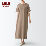 無(wú)印良品 MUJI 女式 粗棉線(xiàn) 天竺編織 喇叭形連衣裙 BBP29A2S 深咖啡色 M-L