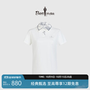比音勒芬【阿古聯(lián)名系列】春夏款花開半夏印花翻領(lǐng)百搭女士短袖polo衫T恤 38米色 3XL /115