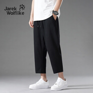Jarek Wolflike八分休閑褲男夏天新款秋冬季寬松透氣直筒百搭棉運(yùn)動(dòng)長褲潮 581黑色 M
