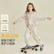 米奇丁當(dāng)米奇丁當(dāng)女童秋裝運(yùn)動(dòng)衛(wèi)衣套裝2025春秋季兒童中大童休閑兩件套潮 米色套裝 常規(guī) 130