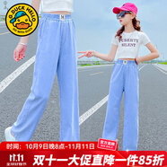 G.DUCKKIDS童裝女童牛仔褲夏季薄款兒童運動褲小女孩褲子中大童學生防蚊褲 藍色835- 160 適合身高150-160cm年齡12-13