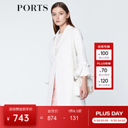 PORTS寶姿  新品商場同款毛呢大衣女優(yōu)雅喇叭袖翻領(lǐng)中長大衣 白色 S (4)