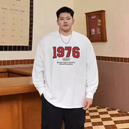 林中尋300斤大碼圓領(lǐng)衛衣男加重150kg厚棉長(cháng)袖t恤男士秋冬寬松上衣 白色LW19761件裝 5XL 建議230-255斤可穿