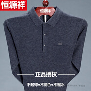 恒源祥長袖T恤男羊毛絨衫薄款翻領(lǐng)口袋丅恤中老年爸爸純色打底針織衫 8826灰色【春秋 款】高檔精品品 M 165【建議100-120斤】