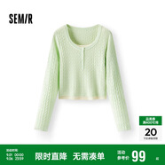 森馬毛衣女短款正肩緊身顯瘦2025春季圓領(lǐng)假兩件毛衫109125107002
