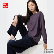 優(yōu)衣庫女裝柔軟針織搖粒絨圓領(lǐng)套頭衫/長袖抓絨衛(wèi)衣T恤新款479609 479609/78絳紫色 M