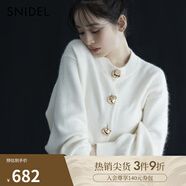 SNIDEL秋冬圓領(lǐng)慵懶風(fēng)燈籠袖針織毛衣開衫上衣SWNT245083 灰白色 均碼 （F）