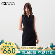 G2000【肌理感/多面彈性/商場新款】女裝FW25優(yōu)雅氣質(zhì)無袖連衣裙 多面彈-肌理感-黑色 S （34）