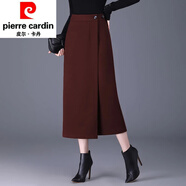 皮爾卡丹（pierre cardin）毛呢半身裙女春季氣質長裙一片式別致獨特直筒開叉包臀裙針織 安可拉紅【秋冬款/半身裙女2024 2XL (建議130-145斤)