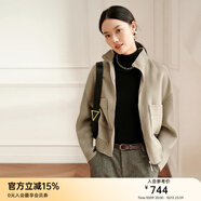 顏域保暖短款毛呢外套冬裝2025年新款通勤百搭女士雙面呢羊毛夾克 灰色 XL/42