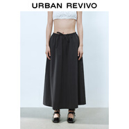 UR2025秋季新款女裝時(shí)尚超寬松蕾絲拼接中長(cháng)款半裙UYY550016 深灰 (偏寬松) M (M-L)