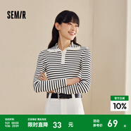 森馬毛衣女短款高領(lǐng)正肩緊身套頭衫休閑風(fēng)冬季顯瘦打底衫簡(jiǎn)約氣質(zhì) 黑白色調00391 155/80A/S