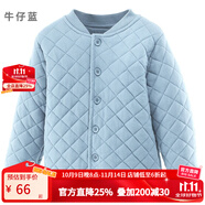 多妙屋女童外套秋冬兒童夾棉保暖上衣男童棉服中大童內(nèi)搭校服神器童裝 牛仔藍(lán) 81604 140cm