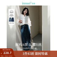 茵曼（INMAN）復(fù)古分割設(shè)計(jì)牛仔裙2025春秋女裝新款洗水A字寬松顯瘦半身裙子 深牛仔藍(lán) M