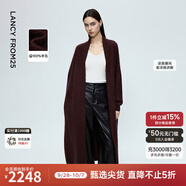 朗姿純羊毛長(cháng)款寬松針織開(kāi)衫氣質(zhì)通勤時(shí)尚百搭毛衣2025年冬季新款 深棕色 M