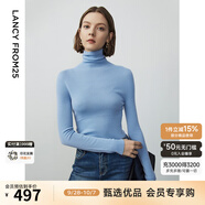 朗姿【王楚然同款】純羊毛高領(lǐng)針織衫秋冬內(nèi)搭打底上衣曠野美拉德 天藍(lán)色2 XL