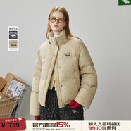 UNIFREE甜酷風(fēng)波點(diǎn)滿印元?dú)鉁p齡休閑百搭寬松羽絨服 卡其色 S