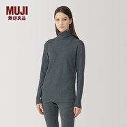 無印良品（MUJI）Labo 女式 棉羊絨高領(lǐng)T恤 長袖上衣打底衫女款內(nèi)搭冬季 AF01SC4A 中灰色 M (160/84A)