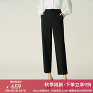 顏域（YANYEE）顏域通勤簡約哈倫褲女2025新款冬季氣質(zhì)百搭直筒褲休閑褲九分褲子 黑色1 S/36