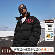 MEDM國潮基礎款羽絨服男春秋季美式高街復古oversize保暖休閑外套 黑紅色 L