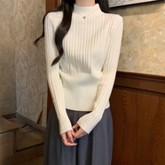 森馬（Semir）半高領(lǐng)加厚毛衣打底衫女2025春秋冬修身收腰內搭長(cháng)袖針織上衣 杏色【半高領(lǐng)】 S 70-90斤