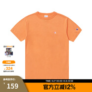 Champion冠軍棉T恤男夏季美式復古運動(dòng)情侶圓領(lǐng)簡(jiǎn)約多巴胺穿搭短袖上衣女 橘色 S