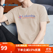 Columbia哥倫比亞戶外春夏新品男子棉質透氣短袖輕薄舒適快干T恤JE1586 JE1586277(100%棉)/新款LOGO藍色 S /170/92A