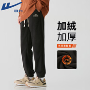 回力（Warrior）休閑褲男士冬季重磅加絨防寒褲子男新款加厚親膚束腳搖粒絨運動(dòng)褲