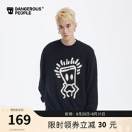 Dangerous people薛之謙dsp托頭紙袋人套頭毛衣寬松慵懶情侶針織衫 黑色 XL