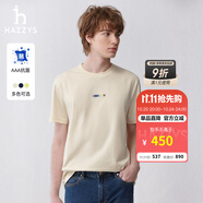 哈吉斯（HAZZYS）男裝 夏款簡約男上衣【3A級抗菌】短袖T恤男ASTZE0BBX68 乳白色IV XL (180/100A 50)