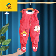 G.DUCKKIDS秋冬嬰兒棉褲6到12個(gè)月連腳褲薄款棉包腳背帶褲寶寶加厚開(kāi)檔外穿3