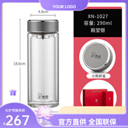 希諾（HEENOOR）希諾1028雙層玻璃杯耐熱耐冷泡茶杯男女水杯車載杯子官 XN-1027銀色