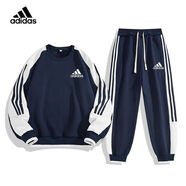 ADIDAS TECHFIT阿迪達斯三葉草運動(dòng)套裝男女秋季新款潮流圓領(lǐng)寬松休閑韓版時(shí)尚保 深藍色衛衣套裝 m98-120斤