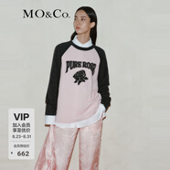 MO&Co.春秋美式復古寬松毛衣紅色摩安珂 冰粉色 S 160