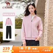 駱駝（CAMEL）立領(lǐng)長袖運動服女裝休閑衛(wèi)衣兩件套裝 C24CARLG644 剛?cè)岱?黑 L