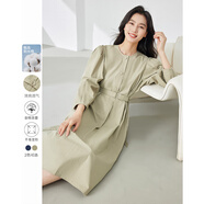 梵希蔓綠色法式超好看連衣裙女2025年春新款氣質(zhì)高級感收腰長(cháng)裙子 M5616 豆綠色 M