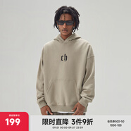 CHINISMCH字母印花連帽衛(wèi)衣男潮牌美式寬松上衣重磅情侶帽衫 米咖色 L（推薦 120-150斤）