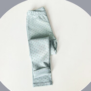 女童2026秋季薄款七分褲中大童打底褲女孩磨毛保暖秋褲女寶高彈褲 豆綠波點(diǎn) 160 （適合身高145-155cm